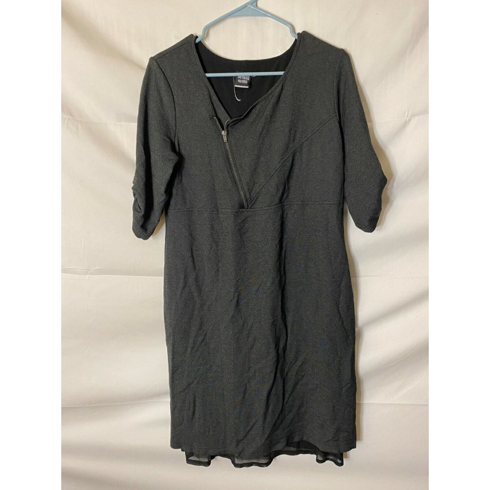 Scandi Zipper Accent Moto Gray Dress Goth Women’s 10 Medium Office Emo Neutral